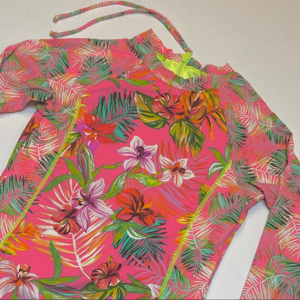 Hobie Flor All Nothing Rashguard Swimsuit Size 12